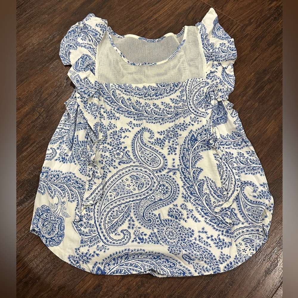 Abercrombie & Fitch Women's Cream & Blue Sleeveless Top Size M - Picture 1 of 10